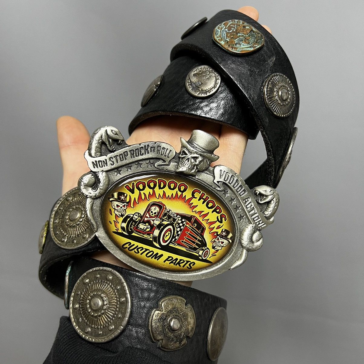 Vintage Vintage leather belt rock’n roll voodo chops Size ONE SIZE - 1 Thumbnail