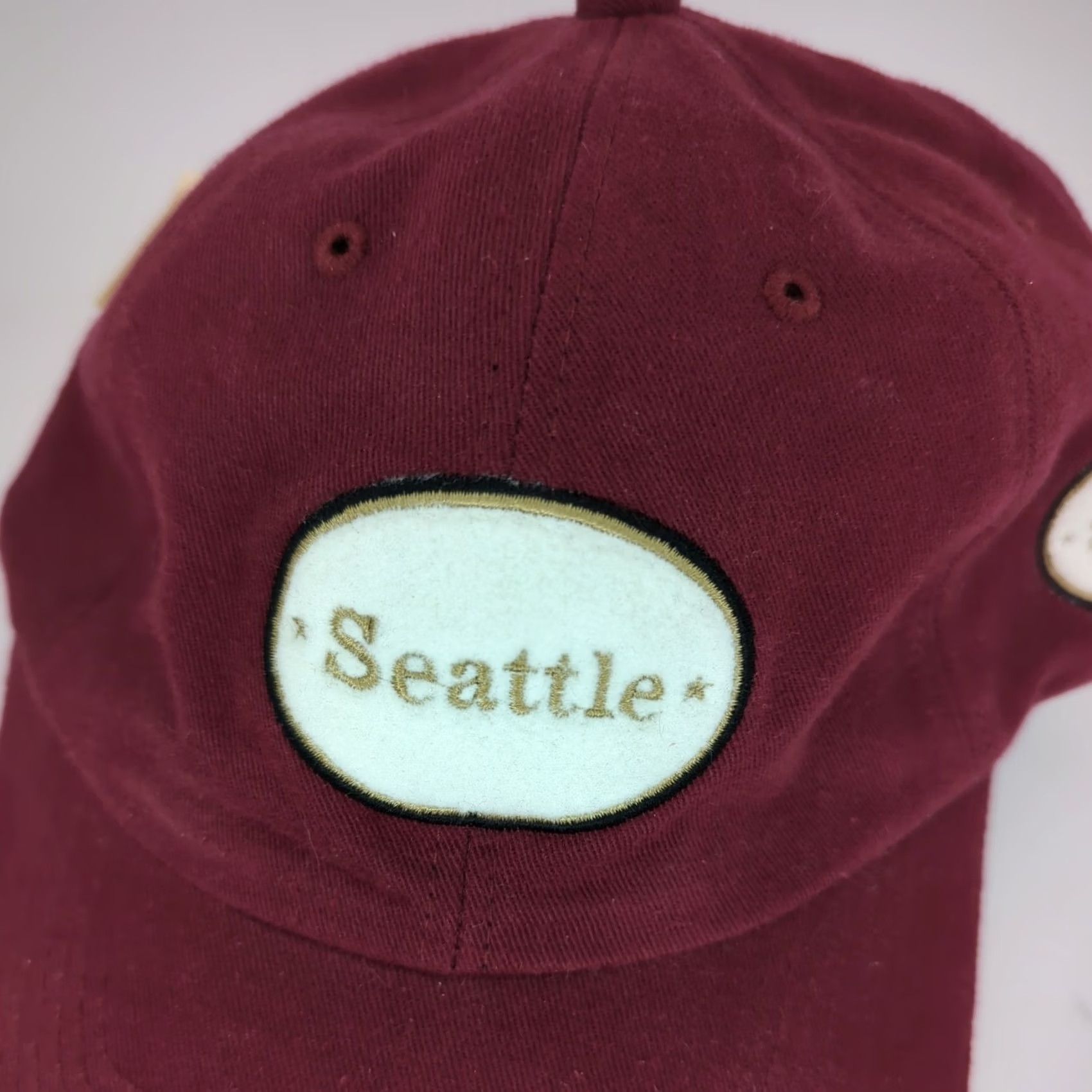 Vintage Seattle Baseball Hat Sandwich Cap Adjustable Strapback Burgundy Red Men Baseball Cap Classic Solid Cotton Knit Cap Adjustable Men’s Red Seattle Hat Size ONE SIZE - 6 Thumbnail