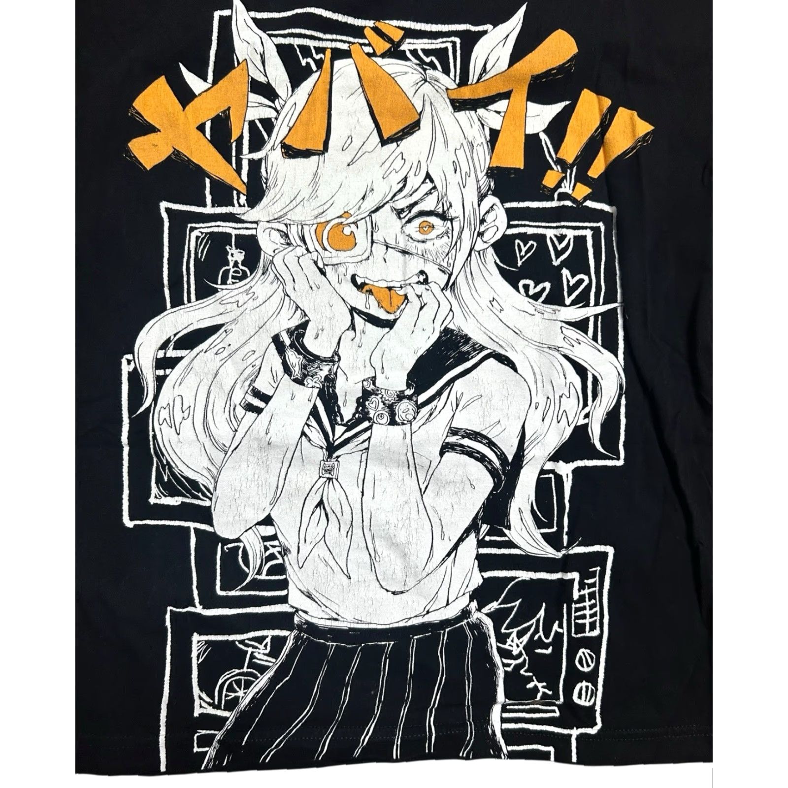 OMOCAT VINTAGE Crunchyroll OMOCAT Anime Girl Graphic T-Shirt Black Short Sleeve Mens Small Size US S / EU 44-46 / 1 - 6 Thumbnail