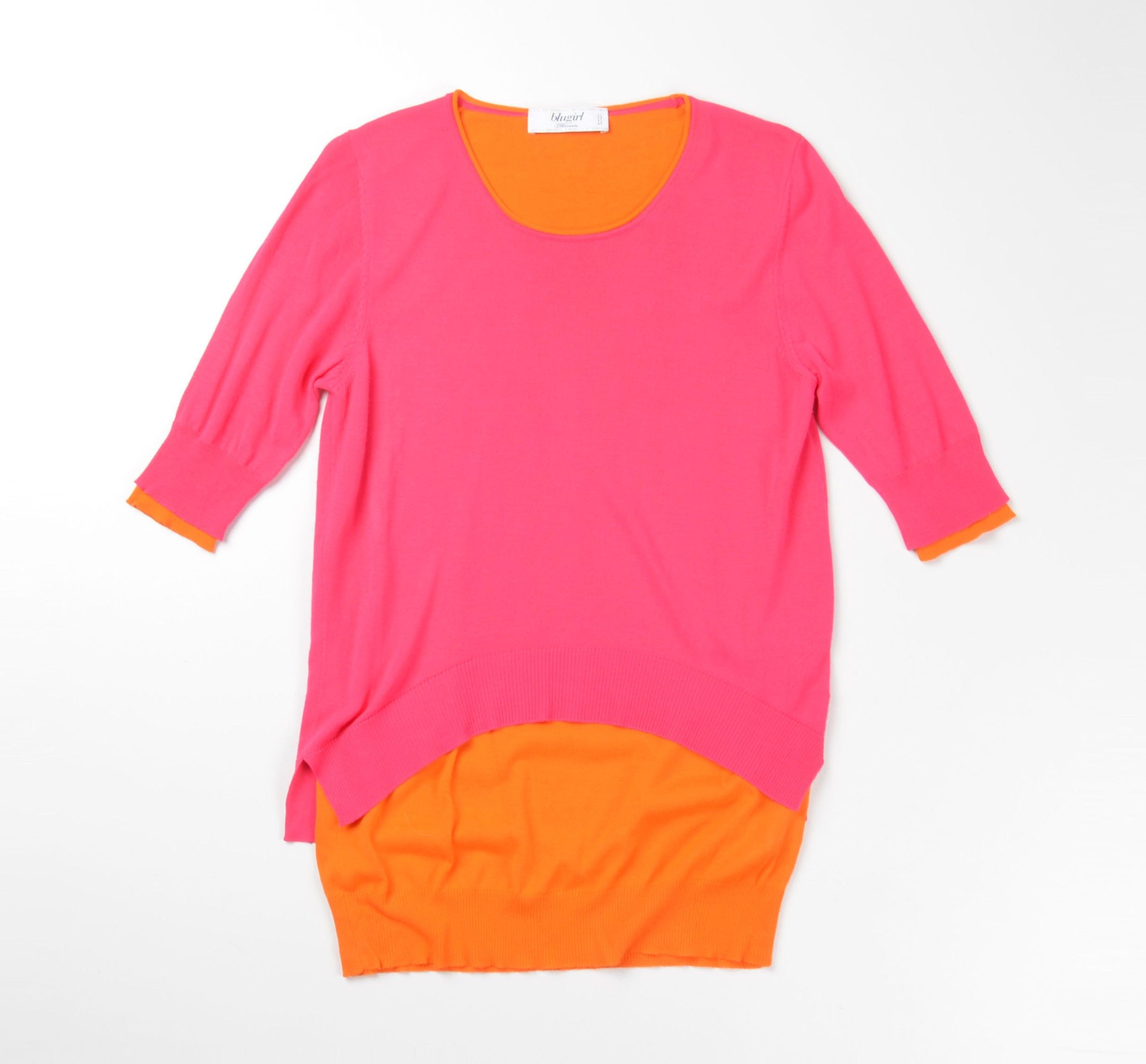 Blumarine Blumarine Blugirl Pink Orange Layered Knit 3/4 Sleeve Top Size S / US 4 / IT 40 - 3 Thumbnail