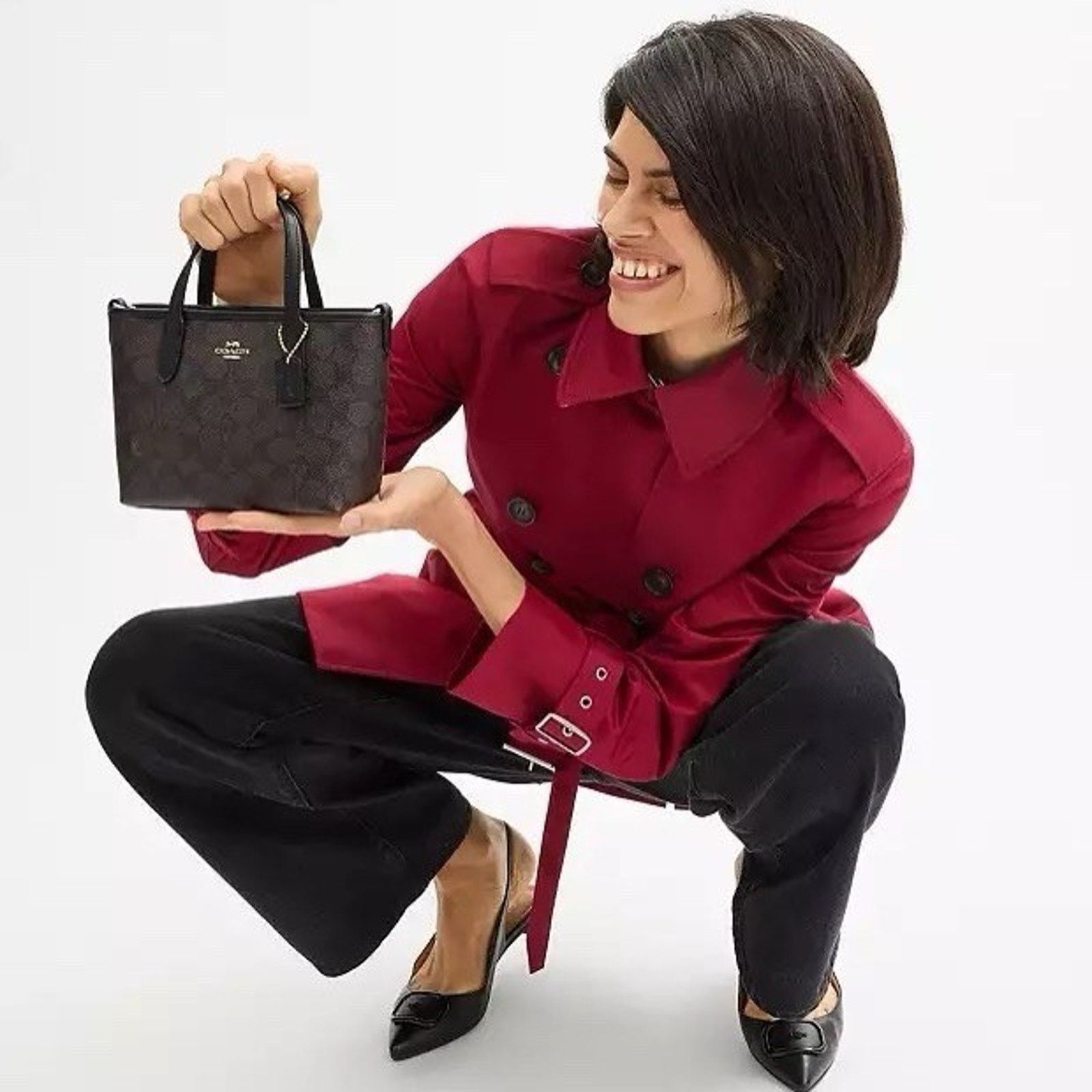 Coach NWT Coach City Mini Tote Bag Gold/Walnut/Black CW032 Size ONE SIZE - 11 Thumbnail