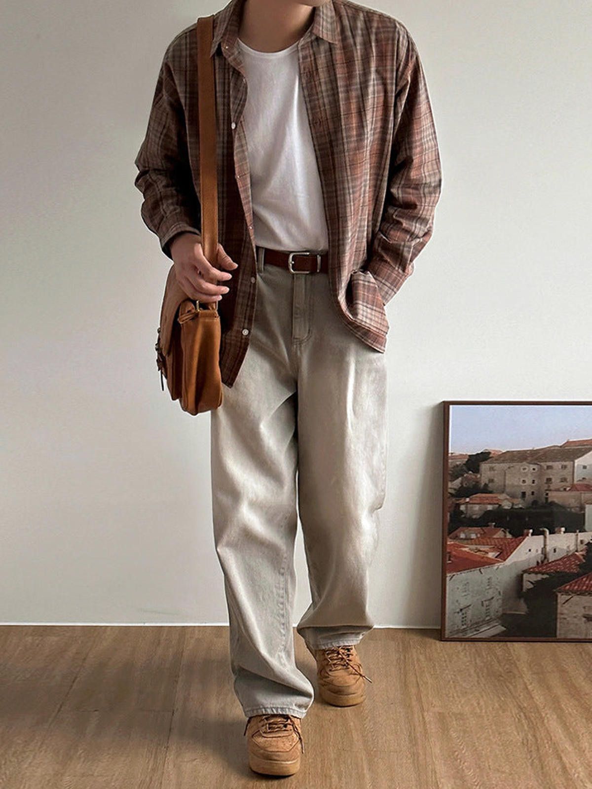 Japanese Brand Light Gray Wide Leg Casual Pants for Men Size US 32 / EU 48 - 2 Thumbnail