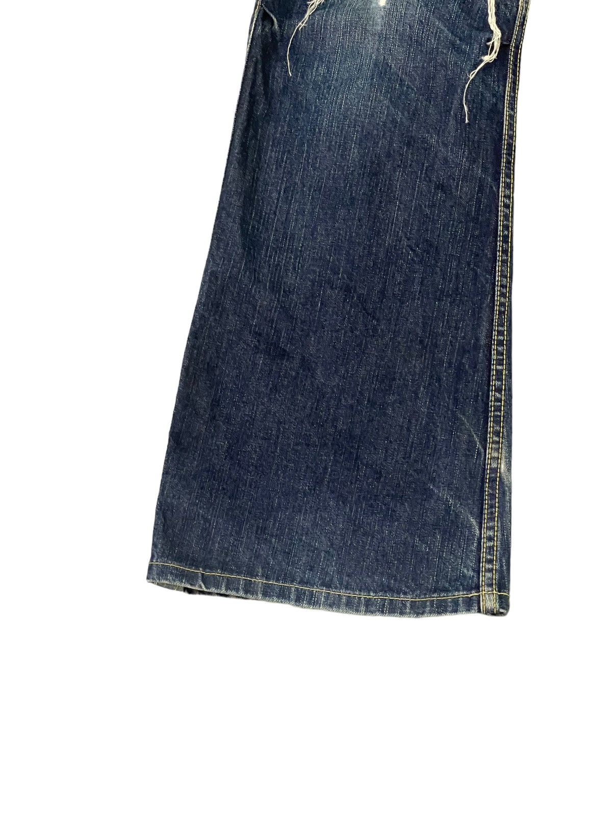 Japanese Brand Flare Jeans Blue Way Japan Faded Distress Low Rise 8🟦3 Size US 35 - 5 Thumbnail