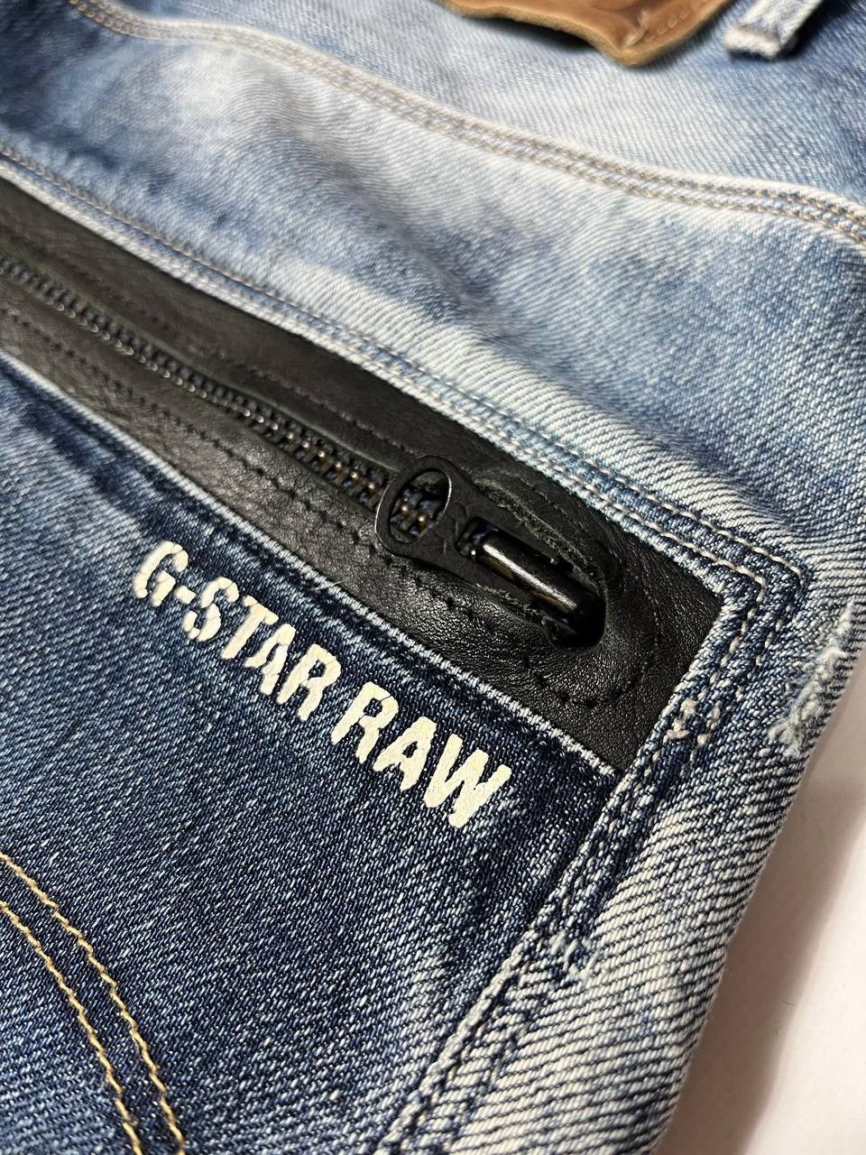 G-Star G Star Raw 3301 Denim Jeans Mens 31x34 Blue Distressed Moto Size US 31 - 8 Thumbnail