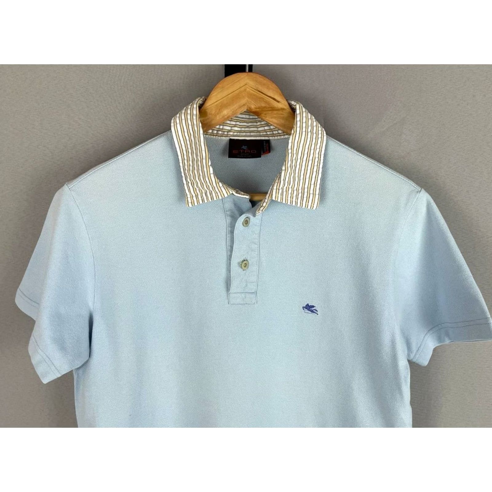 Etro Etro Milano Polo Shirt Mens Size M Blue Cotton Short Sleeve Slim Fit Size US M / EU 48-50 / 2 - 7 Thumbnail