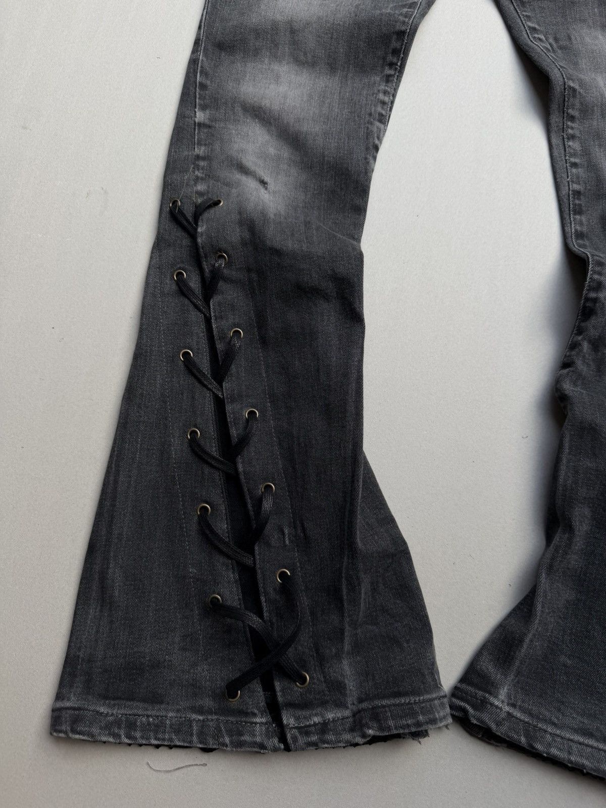 Japanese Brand lace up flare jeans Size US 27 - 3 Thumbnail