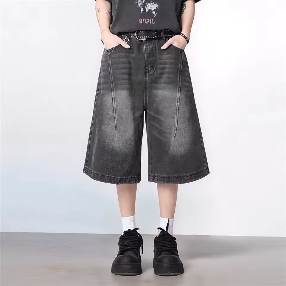 Jean Extra Long Culotte Style Washed Jorts, Baggy Denim Shorts Size US 34 / EU 50 - 1 Thumbnail