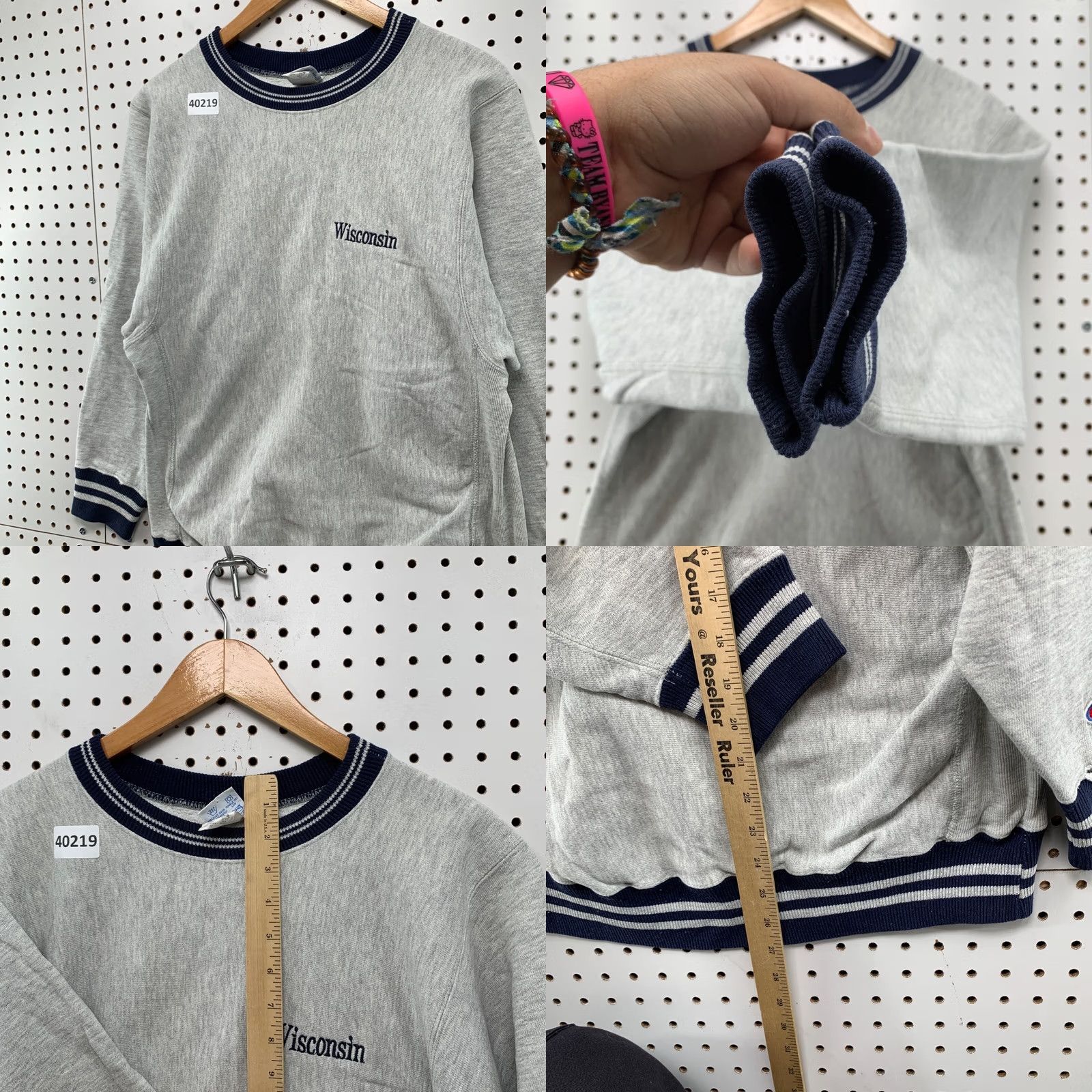 Champion VINTAGE Champion Reverse Weave Sweatshirt Mens M Gray 90s Wisconsin USA 19x27 Size US M / EU 48-50 / 2 - 9 Thumbnail