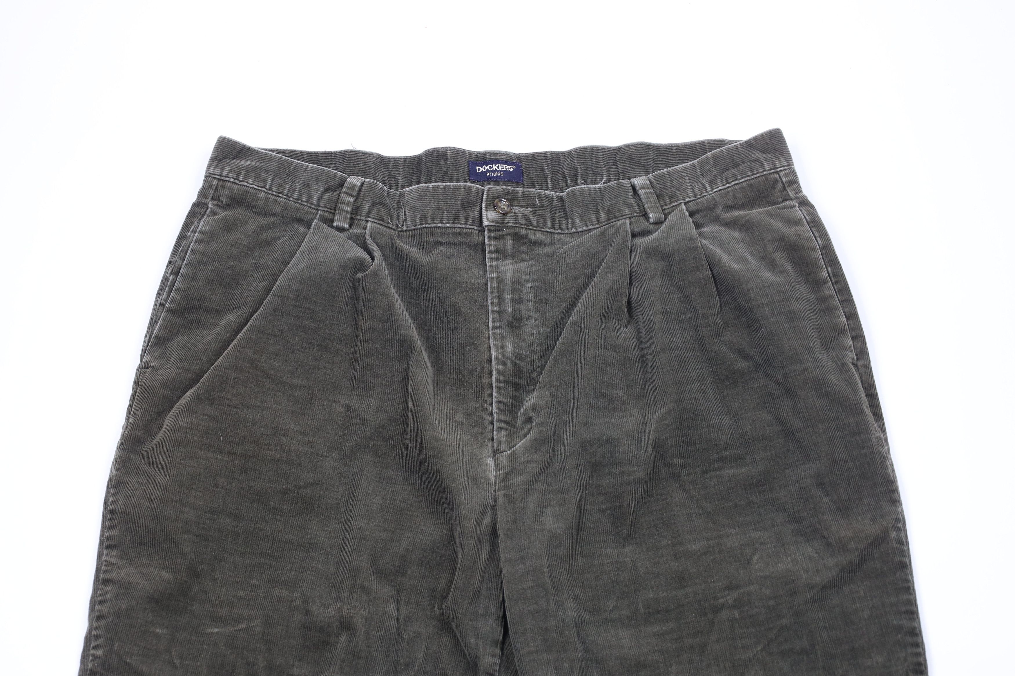 Vintage Vintage 90s Streetwear Wide Leg Corduroy Chino Pants Green Size US 40 / EU 56 - 2 Thumbnail