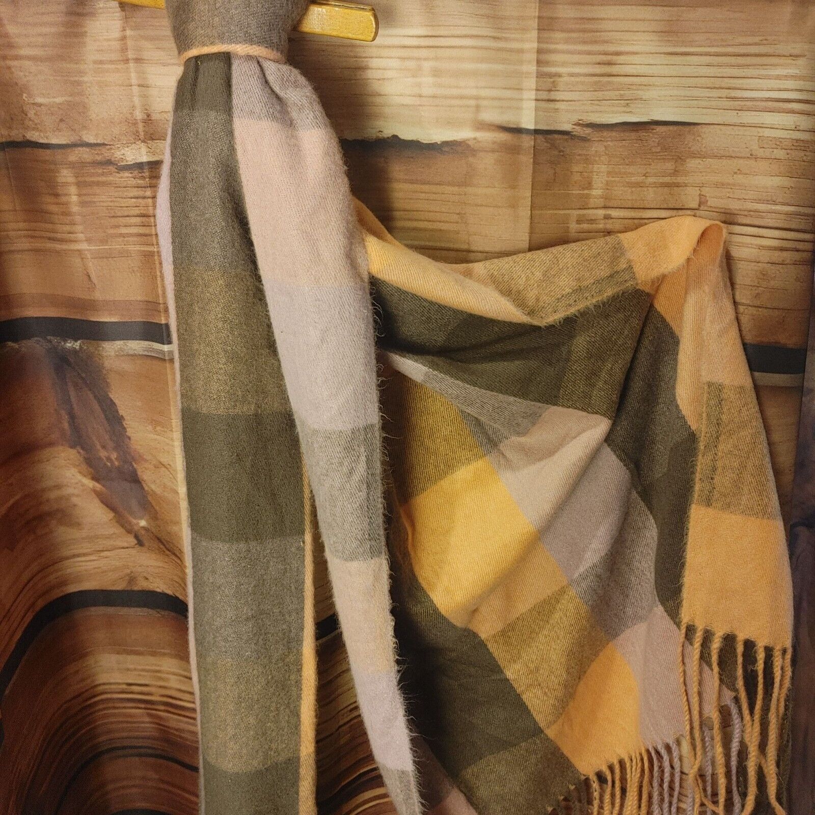 Other Fall Harvest Winter Soft Knit Buffalo Plaid Yellow Scarf Size ONE SIZE - 2 Thumbnail