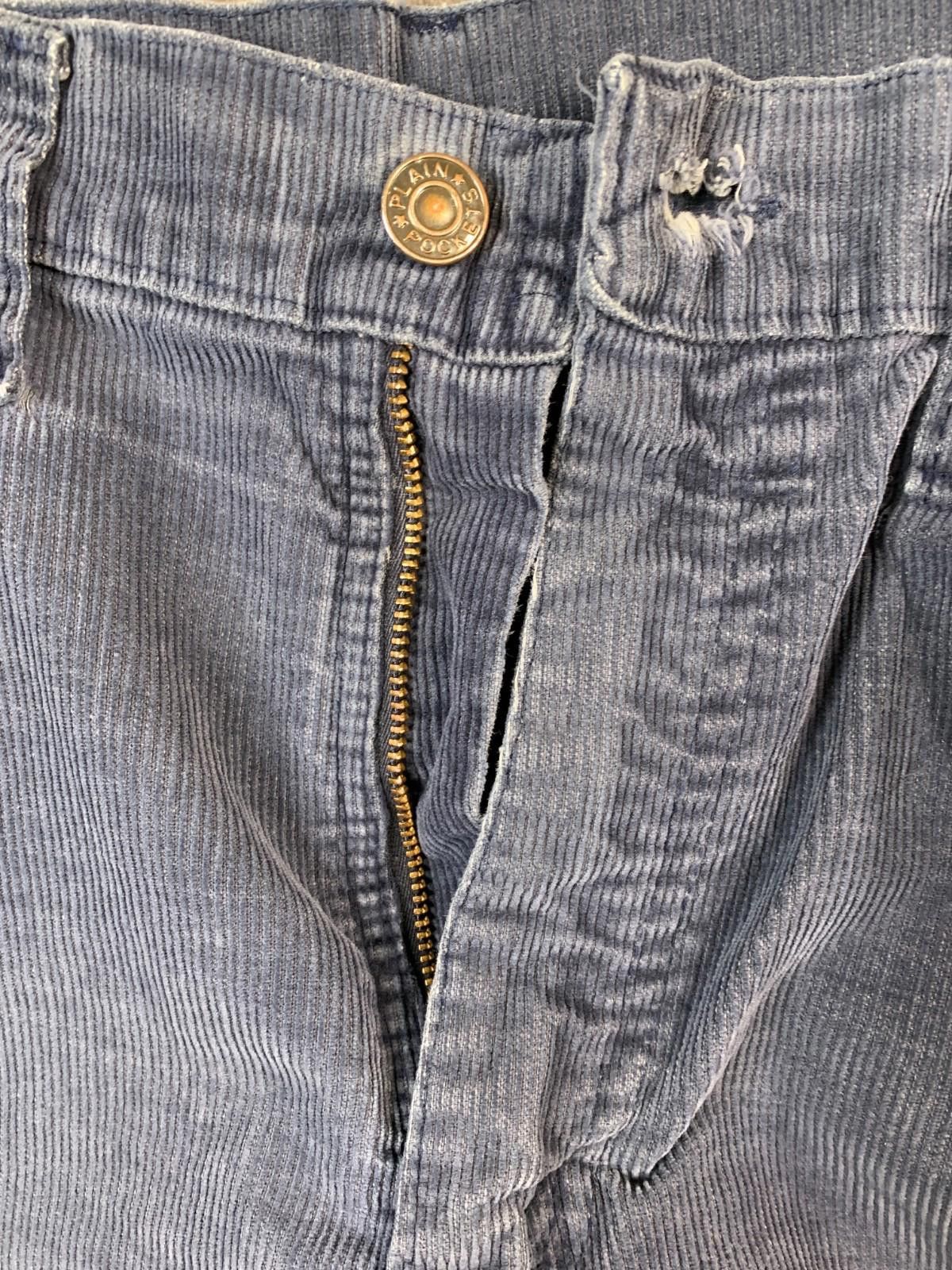 Designer Vintage JC Penny Plain Pockets Mens Grey Corduroy Pants (225 Size US 32 / EU 48 - 3 Thumbnail