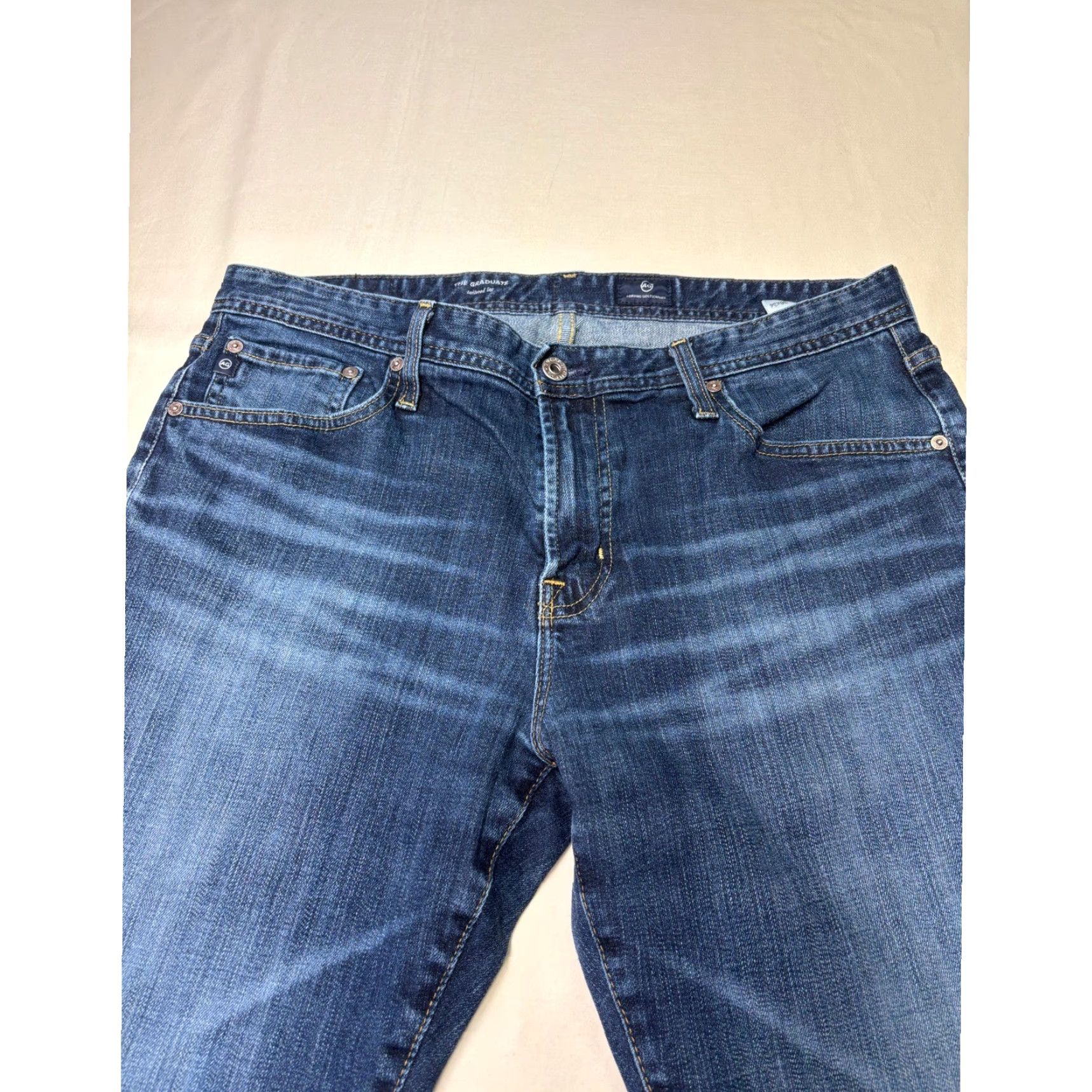 Vintage AG Adriano Goldschmied The Graduate Jeans Blue 36x34 Regular Straight Denim 5-Pocket Mens Size US 36 / EU 52 - 2 Thumbnail