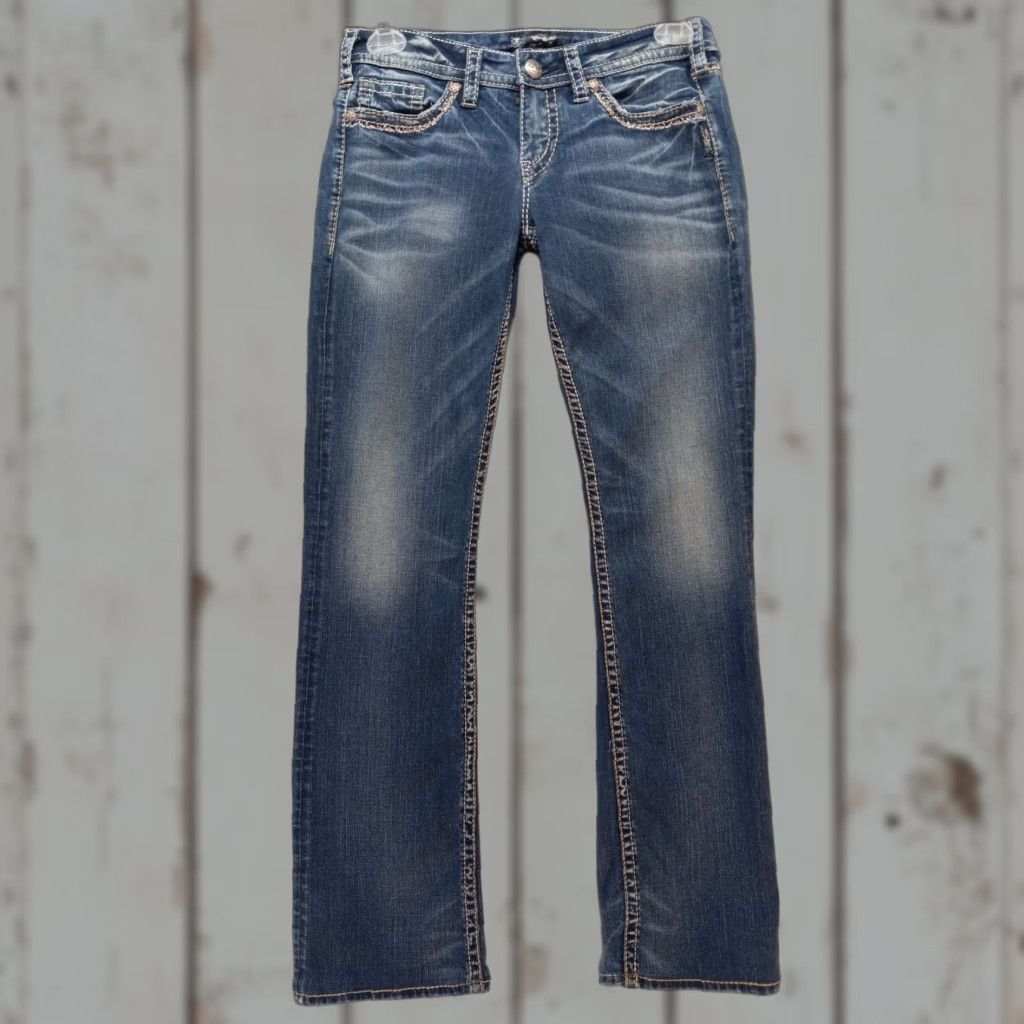Vintage Silver Jeans Jeans Adult Women 28/33 Aiko Mid Slim Boot Blue Denim Contrast C800508 Size 28" / US 6 / IT 42 - 1 Thumbnail