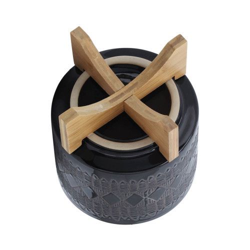 Designer × Homemade CERAMIC 8" AZTEC PLANTER ON WOODEN STAND, BLACK Size US L / EU 52-54 / 3 - 6 Thumbnail