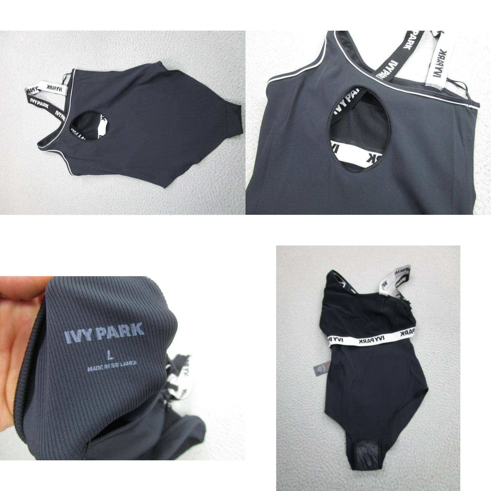 Ivy Park IVY PARK Swimsuit Womens Large Black One Shoulder One Piece Logo Strap Sporty Size L / US 10 / IT 46 - 8 Thumbnail