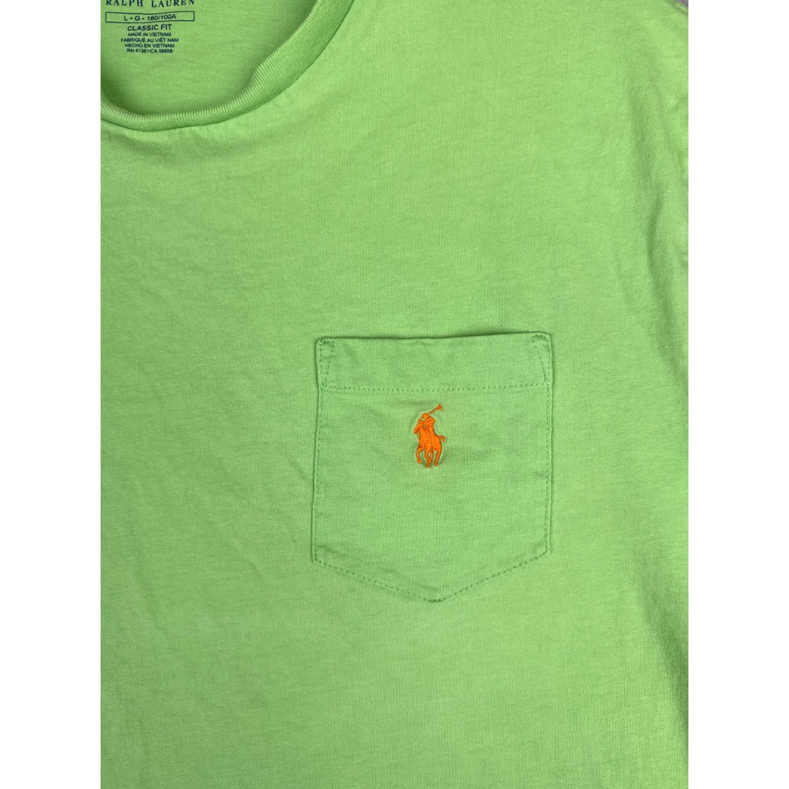 Ralph Lauren VINTAGE Ralph Lauren Shirt Adult Large Green Cotton Jersey Crew Neck Short Sleeve Sports Mens Size US L / EU 52-54 / 3 - 6 Thumbnail