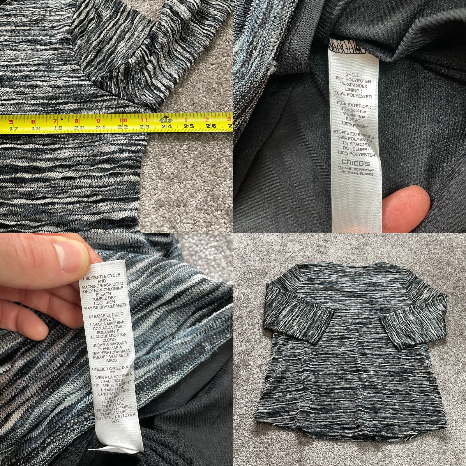 Vintage Chico's Easywear Womens V Neck Shirt Size XL 16 Heather Gray Pullover Top Size XL / US 12-14 / IT 48-50 - 8 Thumbnail