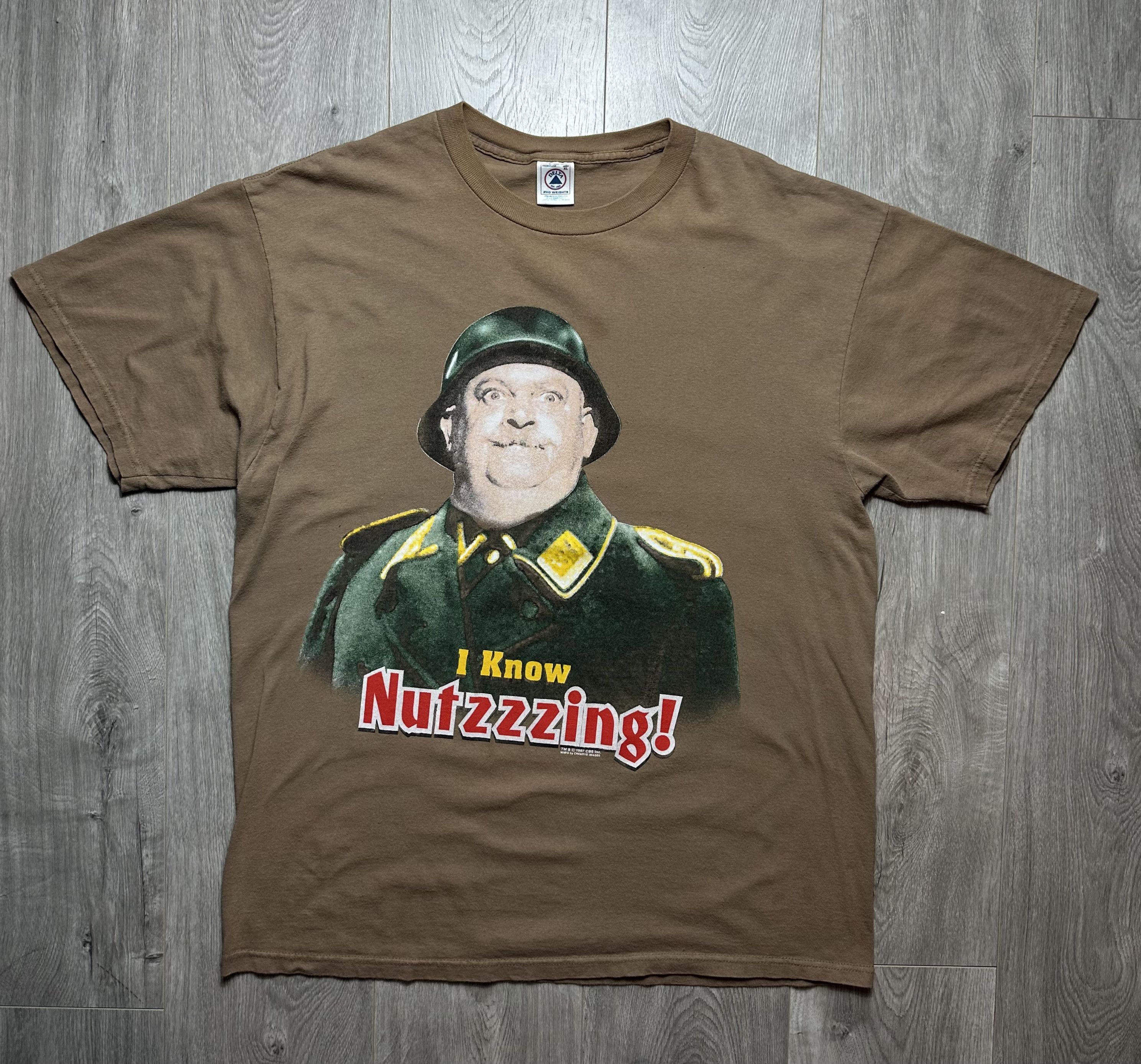 Vintage Vintage Hogans Heroes 1997 Sgt Schultz I Know Nutzzzing Tee Size US XL / EU 56 / 4 - 1 Thumbnail