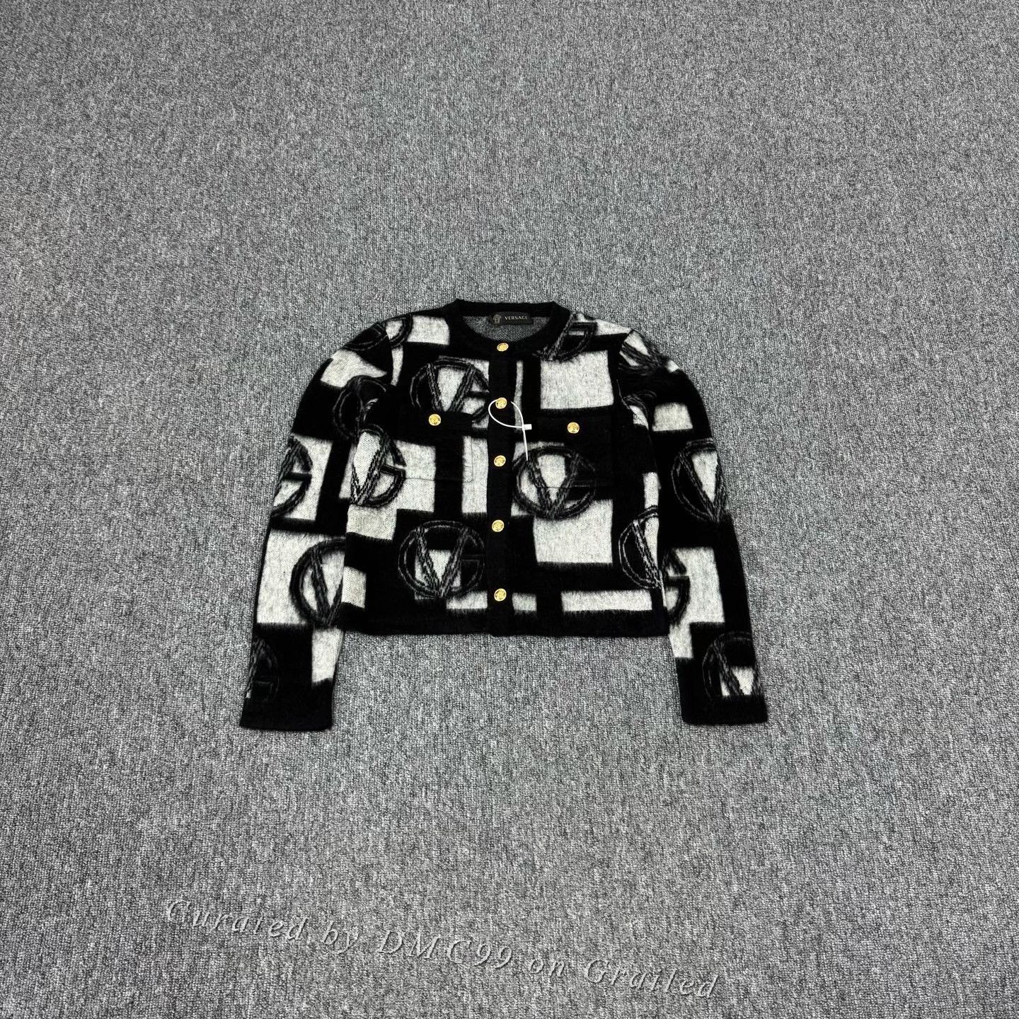 Versace Versace Black Medusa Gold Buckle Cardigan Size US XXS / EU 40 - 1 Thumbnail