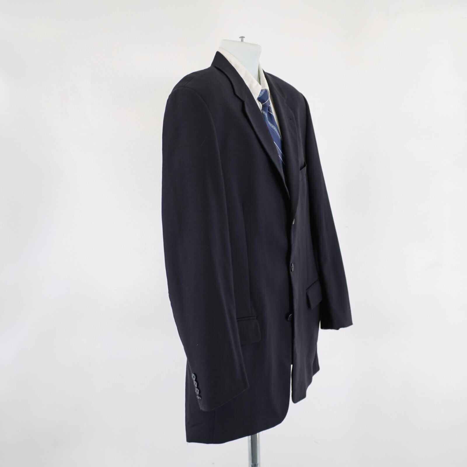 Joseph Abboud DAMAGED Joseph Abboud Thick Textured Wool Blue Suit Jacket 4 Size 42L - 7 Thumbnail