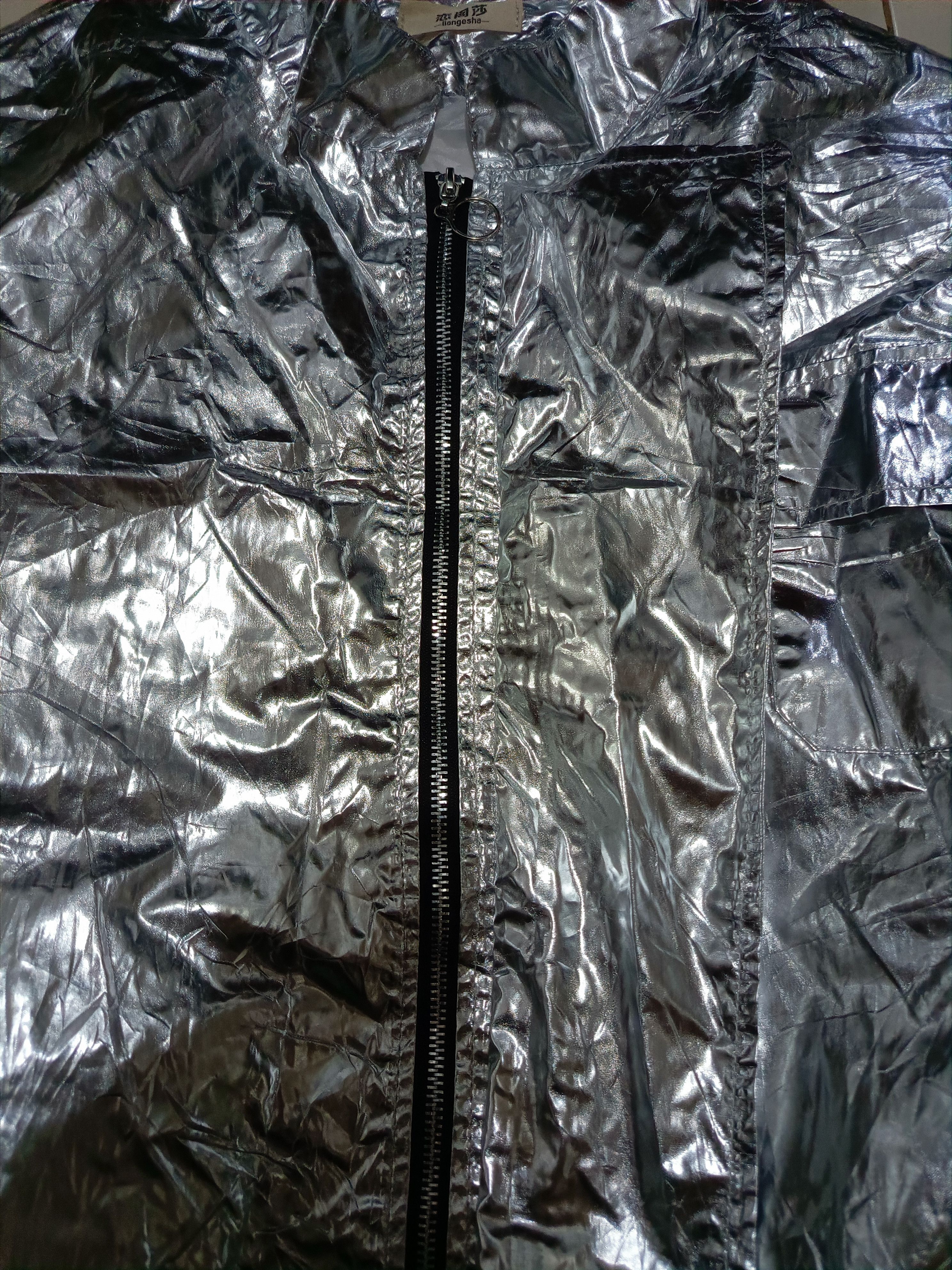 Rainbow × Vintage Silver Metallic Rider Rain Jacket Size US L / EU 52-54 / 3 - 4 Thumbnail