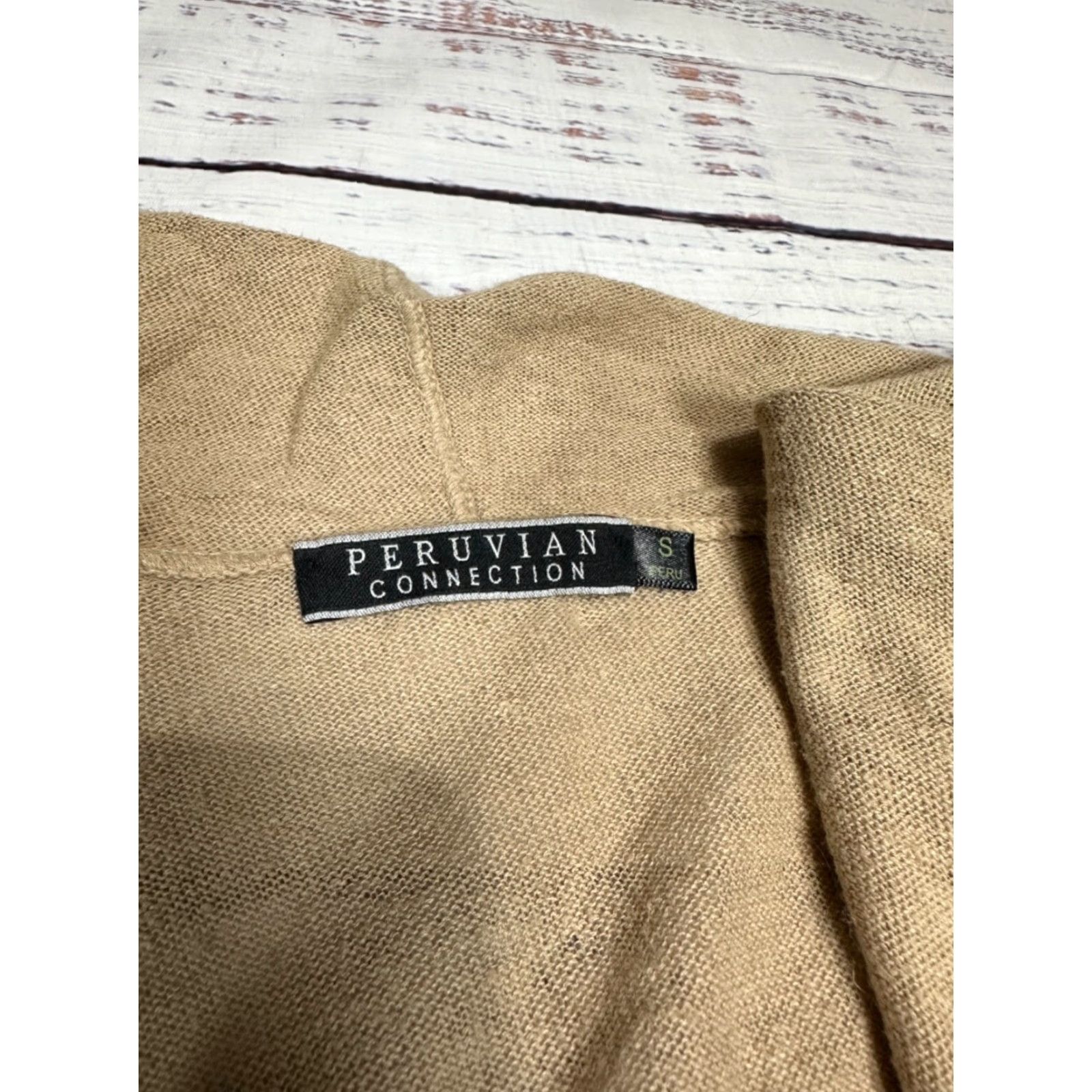 Vintage Peruvian Connection Cardigan Sweater Open Front Pima Cotton Linen Brown Sz S Women, Brown, Cardigan, Size S Size S / US 4 / IT 40 - 4 Thumbnail