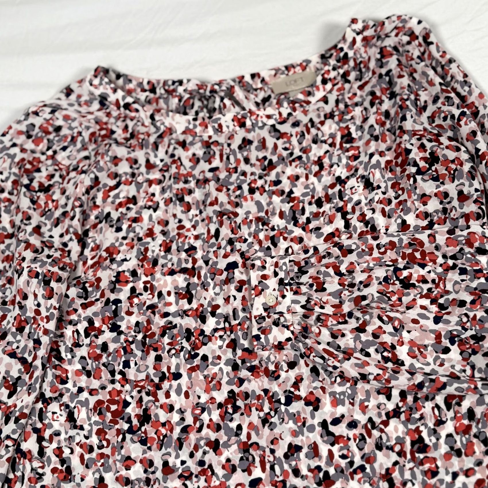 Loft LOFT Womens Small Multicolor Abstract Floral Long Sleeve Blouse Top Career Size S / US 4 / IT 40 - 2 Thumbnail