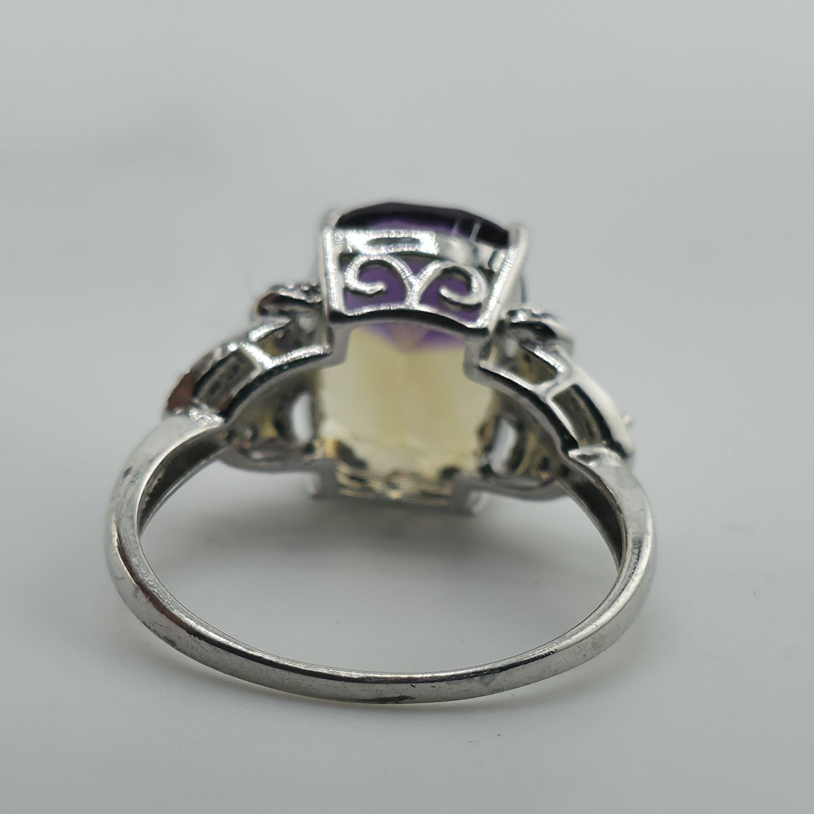 Other Sterling Silver Ametrine Ring 9.25 Cushion Purple Yellow Size ONE SIZE - 4 Thumbnail