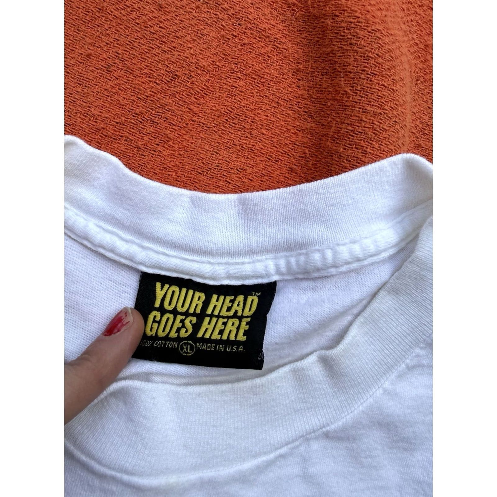 Vintage VINTAGE Your Head Goes Here T-Shirt Men XL White 90s Animal Humor Graphic Print Short Sleeve Crew Neck Cotton USA Made Size US XL / EU 56 / 4 - 7 Thumbnail