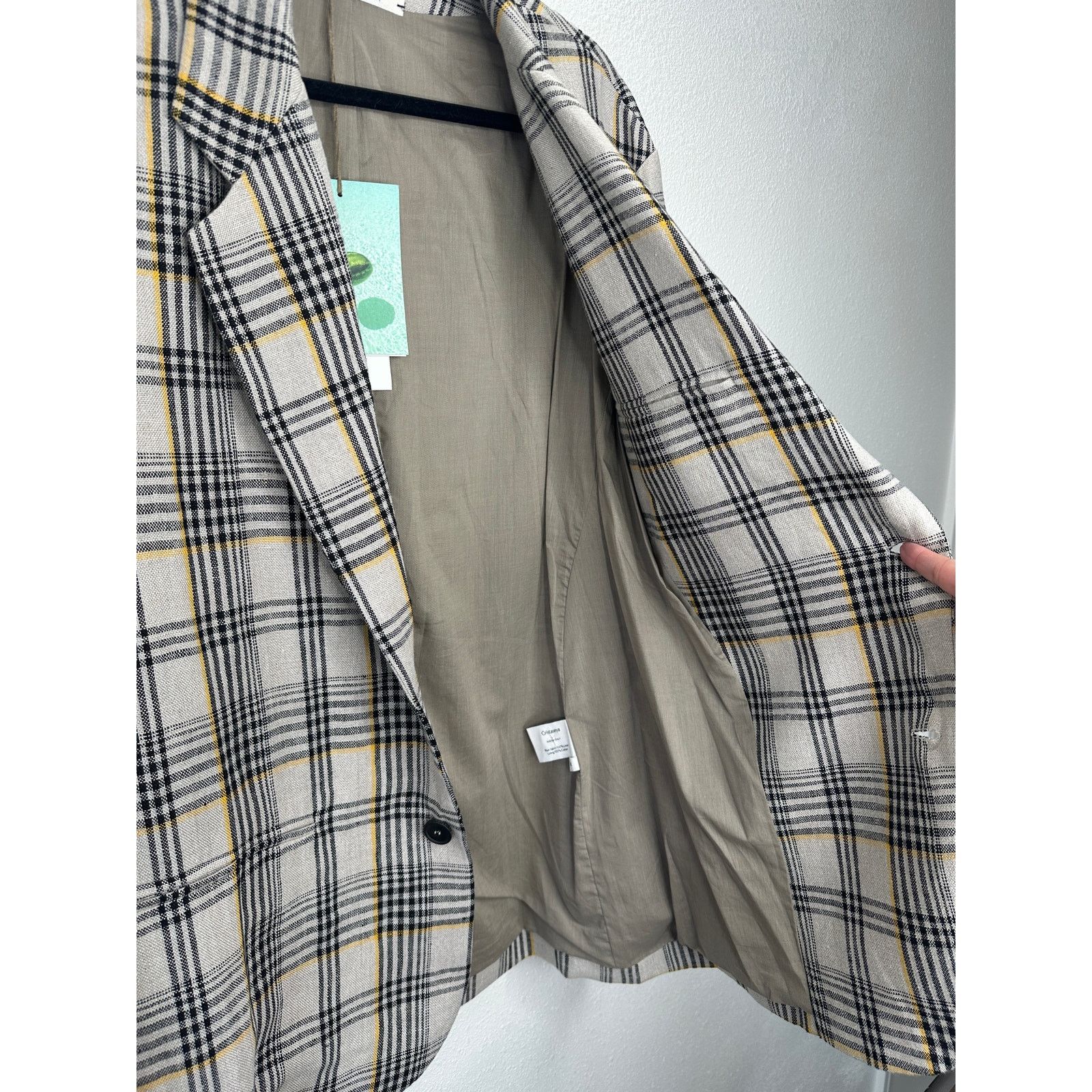 Cristaseya NWT Cristaseya Oversized Linen Blazer Ecru Black Plaid M Size US M / EU 48-50 / 2 - 8 Thumbnail