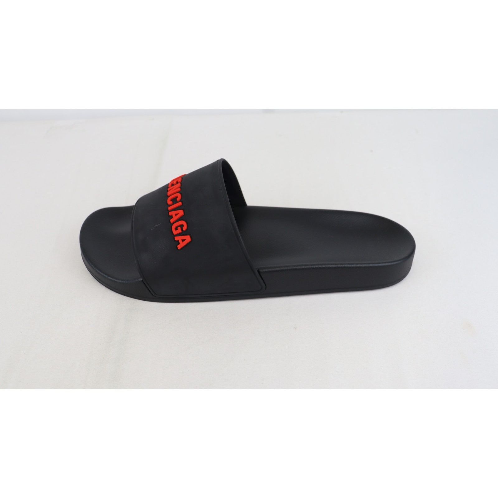 Balenciaga o1rshd1 Smooth Rubber Logo Pool Slide in Black/Red Size US 14 / EU 47 - 8 Thumbnail