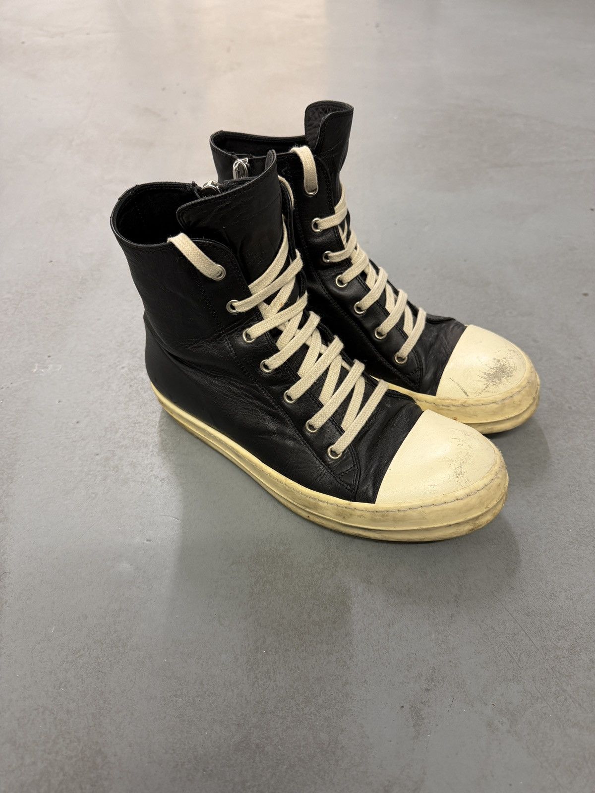 Rick Owens Rick Owens Mainline Leather Ramones High Top Sneakers Size US 7 / EU 40 - 3 Thumbnail
