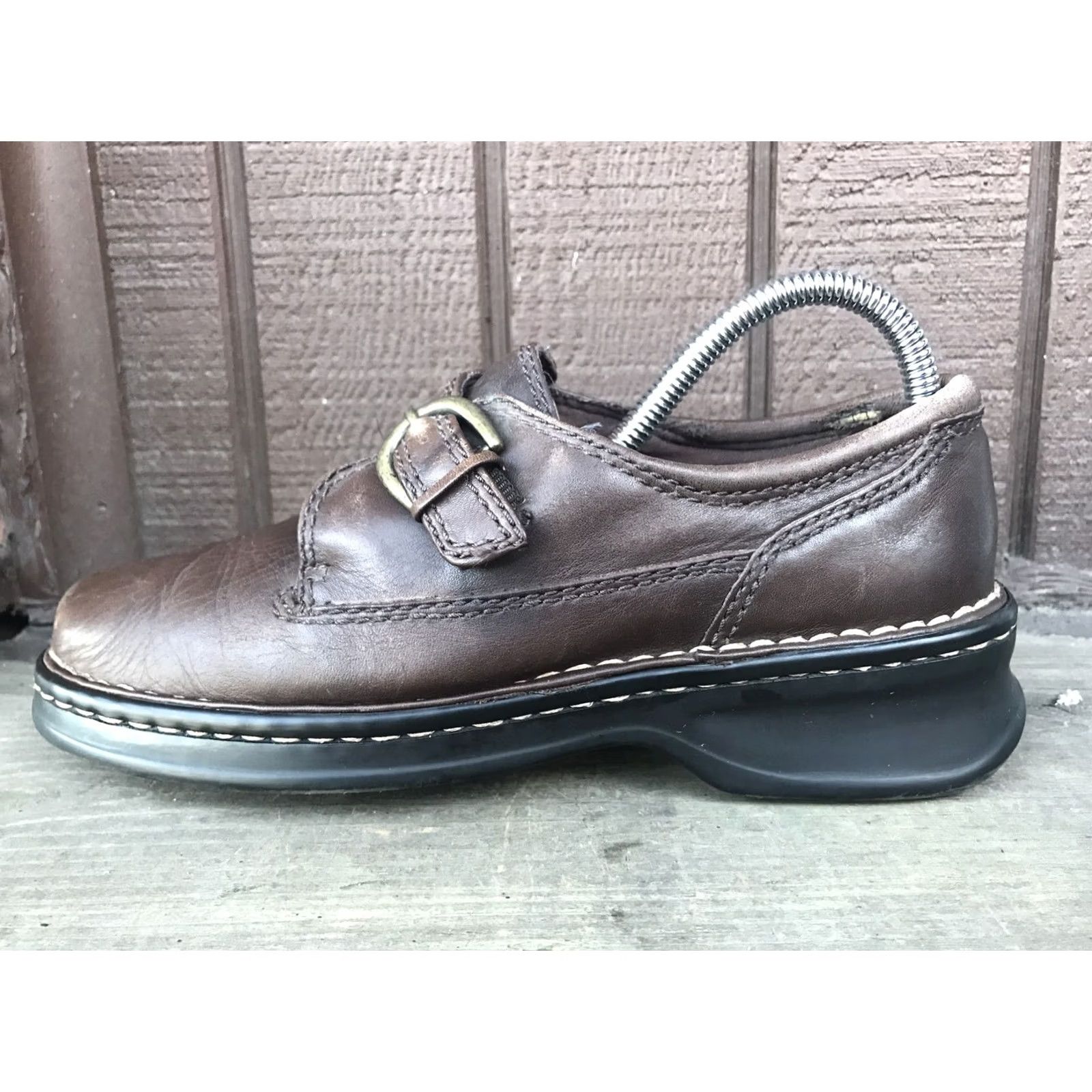 Vintage Bass Kerri Loafers Womens Size 7.5M Brown Leather Monk Strap Casual SlipOn Shoes Womens Flat Leather Upper Brown Bass Kerri Loafers Size US 8 / IT 38 - 7 Thumbnail