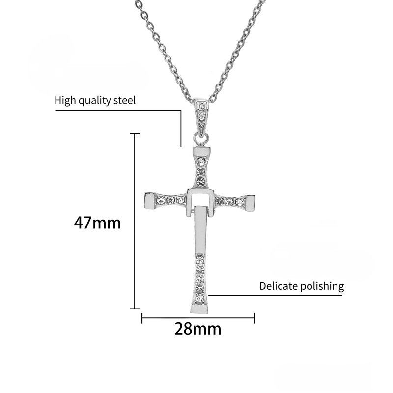 Designer × Japanese Brand Stainless Steel Necklace Cubic Zirconia Cross Pendant Size ONE SIZE - 3 Thumbnail