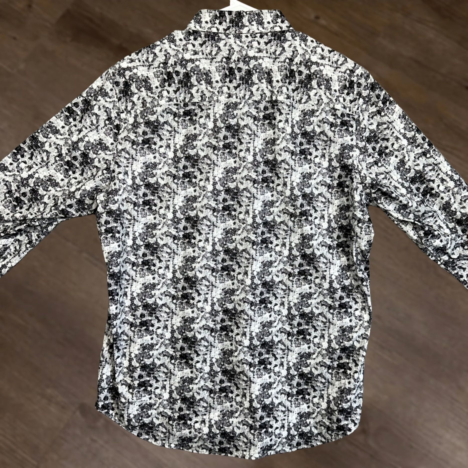 BUGATCHI Bugatchi OoohCotton Tech Shirt Men L Grey Black Button Up Stretch Casual EUC Size US L / EU 52-54 / 3 - 1 Thumbnail