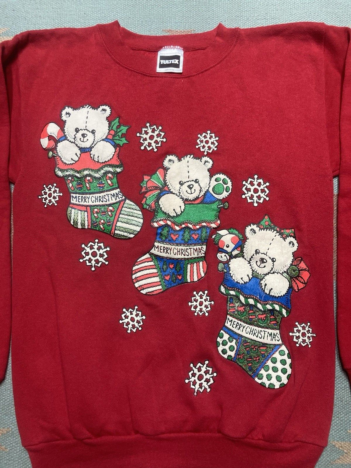 Vintage VTG 90s sweatshirt teddy bears Christmas cute snowflakes M Size US M / EU 48-50 / 2 - 2 Thumbnail