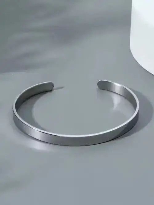 VIBE Stainless Steel Men Simple Cuff Bracelet Size ONE SIZE - 4 Thumbnail
