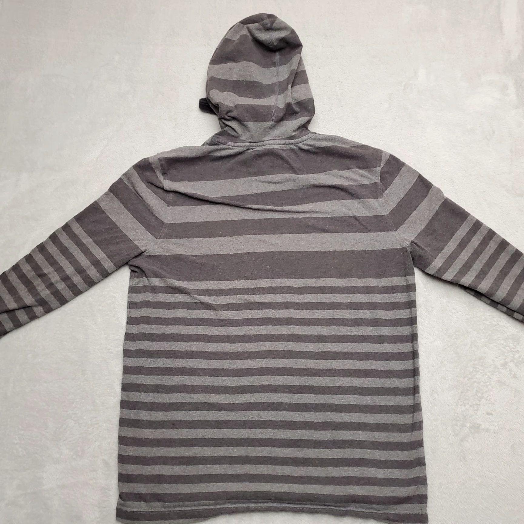 Prana VINTAGE PrAna Hoodie Mens L Gray Striped Hooded Shirt Pullover Casual Drawstrings Size US L / EU 52-54 / 3 - 4 Thumbnail