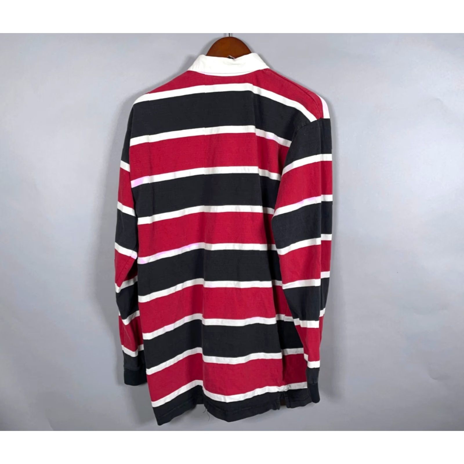 Vintage VINTAGE Drunknmunky Rugby Polo Shirt Long Sleeve Men XL Red Black Striped 90s Retro Cotton-Poly blend Embroidered Collar Polo Shirt Mens Size US XL / EU 56 / 4 - 2 Thumbnail