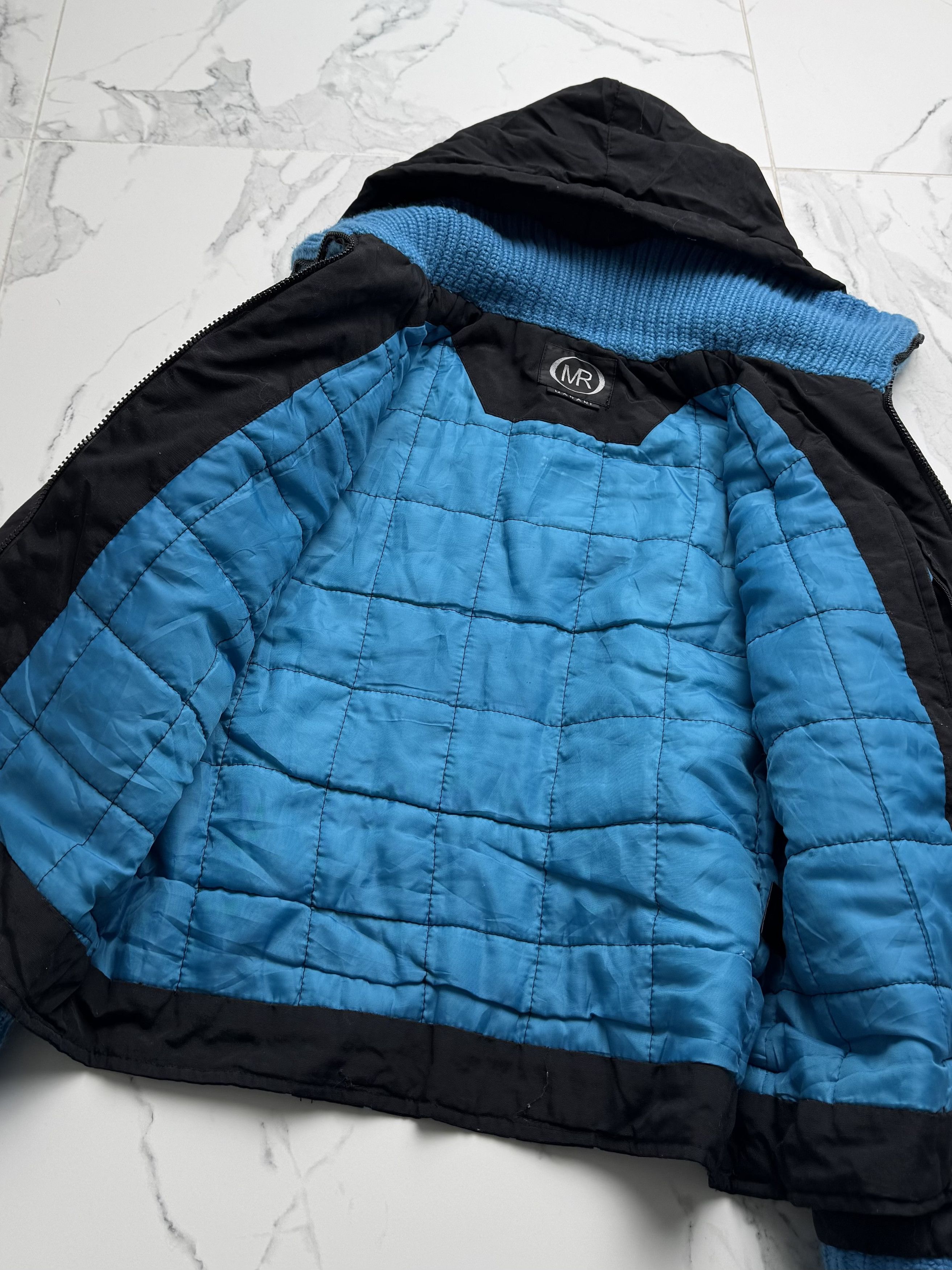 Vintage Black Blue Y2K Zip Jacket Women M Knit Trim Cropped Bomber Size M / US 6-8 / IT 42-44 - 10 Thumbnail