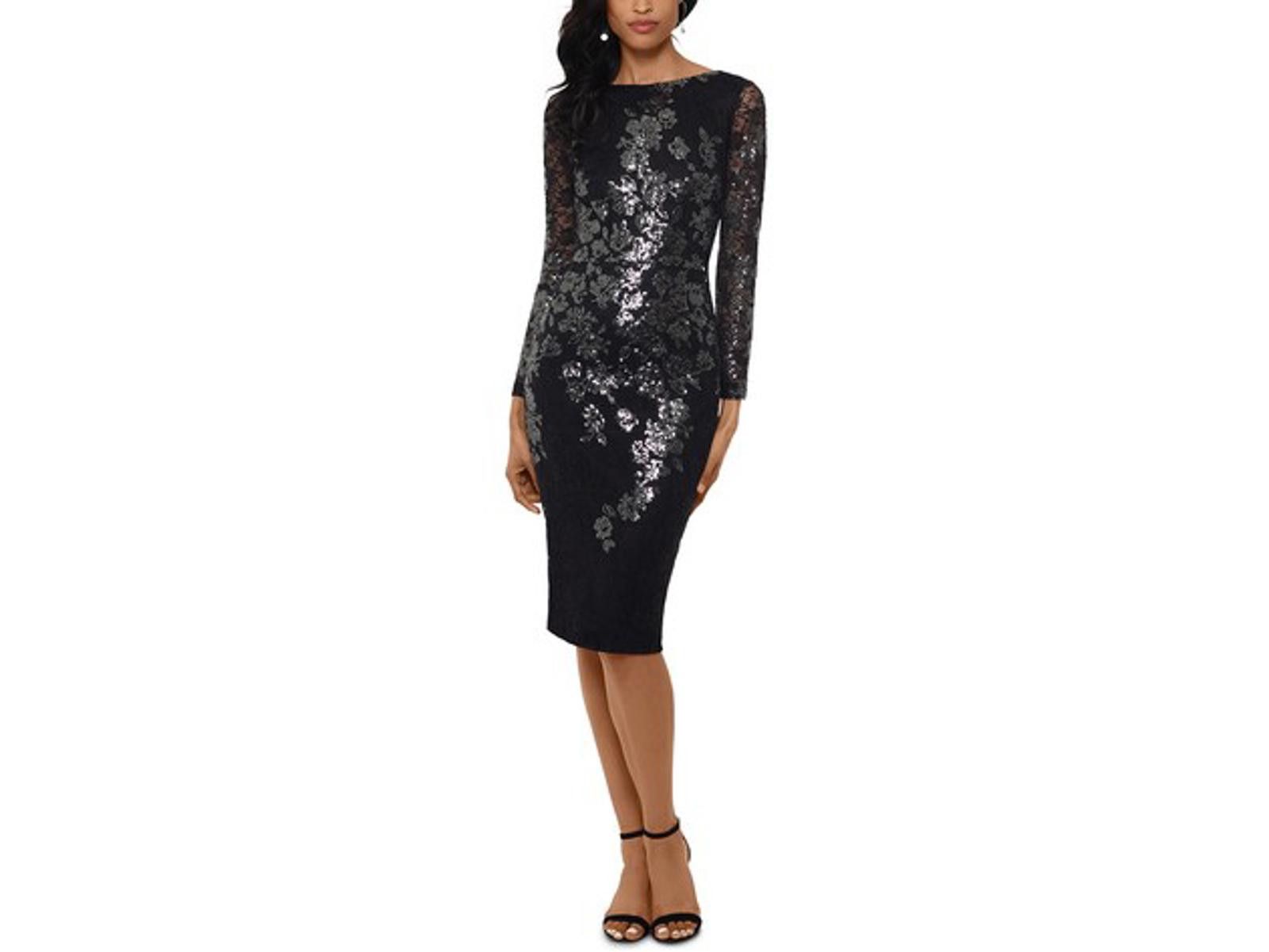 Designer Xscape Sequin Lace Long Sleeve Cocktail Dress - Size 8 -NWOT Size M / US 6-8 / IT 42-44 - 1 Thumbnail