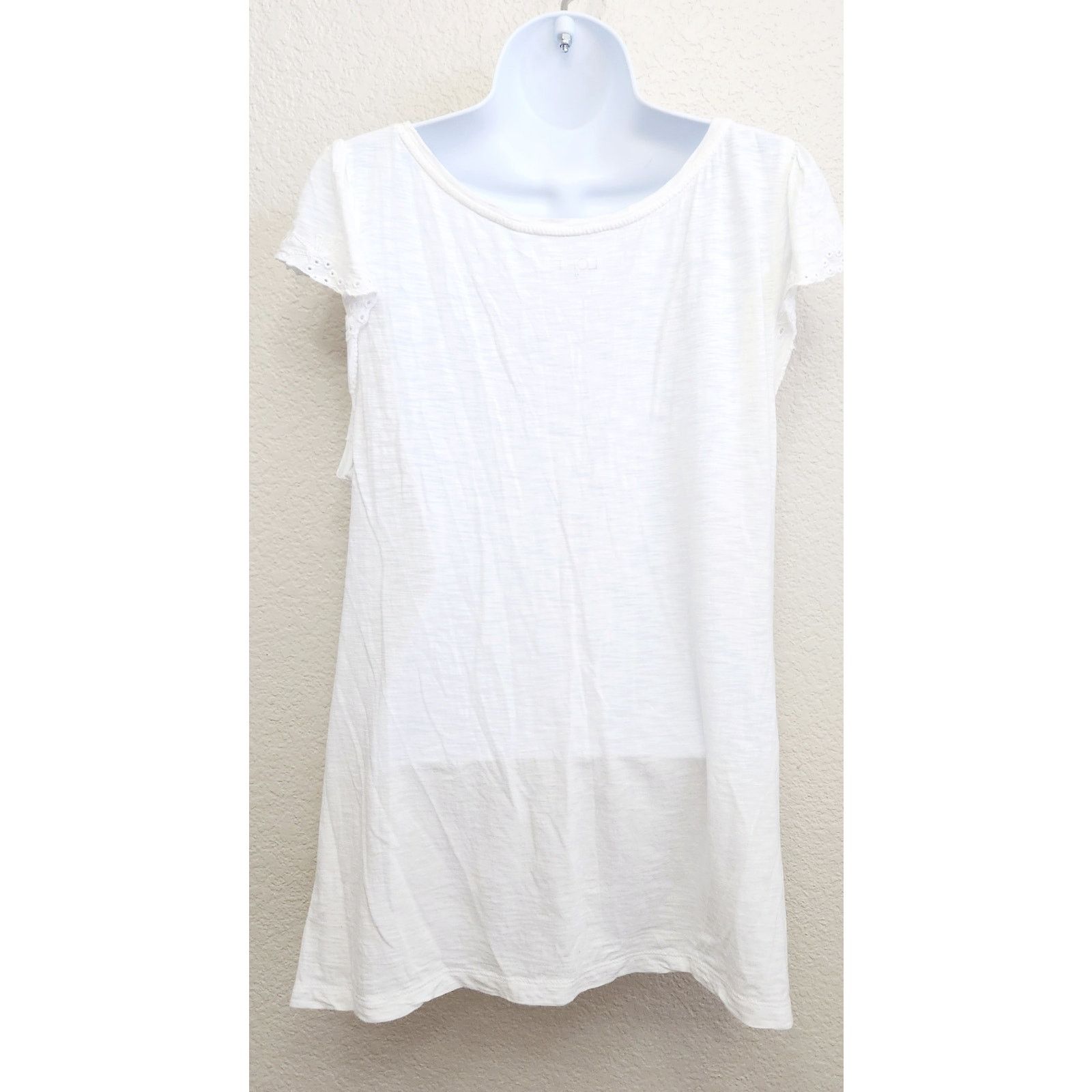 Other Ann Taylor LOFT White Embroidered Short Cap Sleeve Top Large Size L / US 10 / IT 46 - 4 Thumbnail