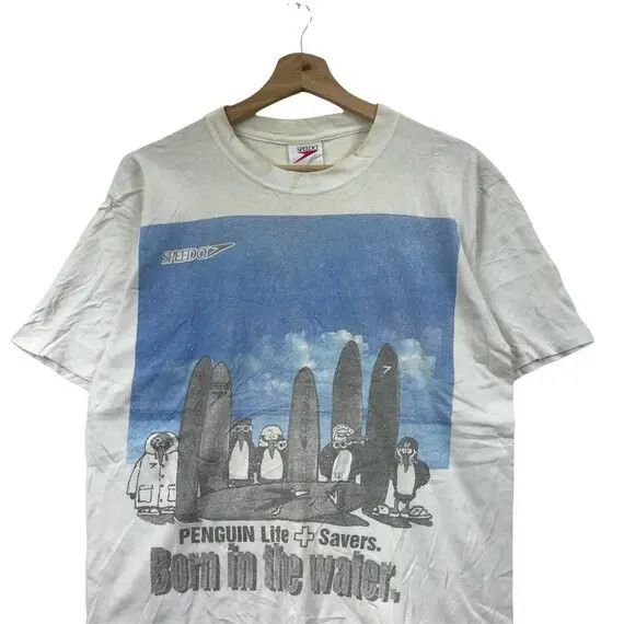Speedo Vtg 90’ SPEEDO PENGUINS Made In USA Cartoon Tee Shirt Size US M / EU 48-50 / 2 - 2 Thumbnail