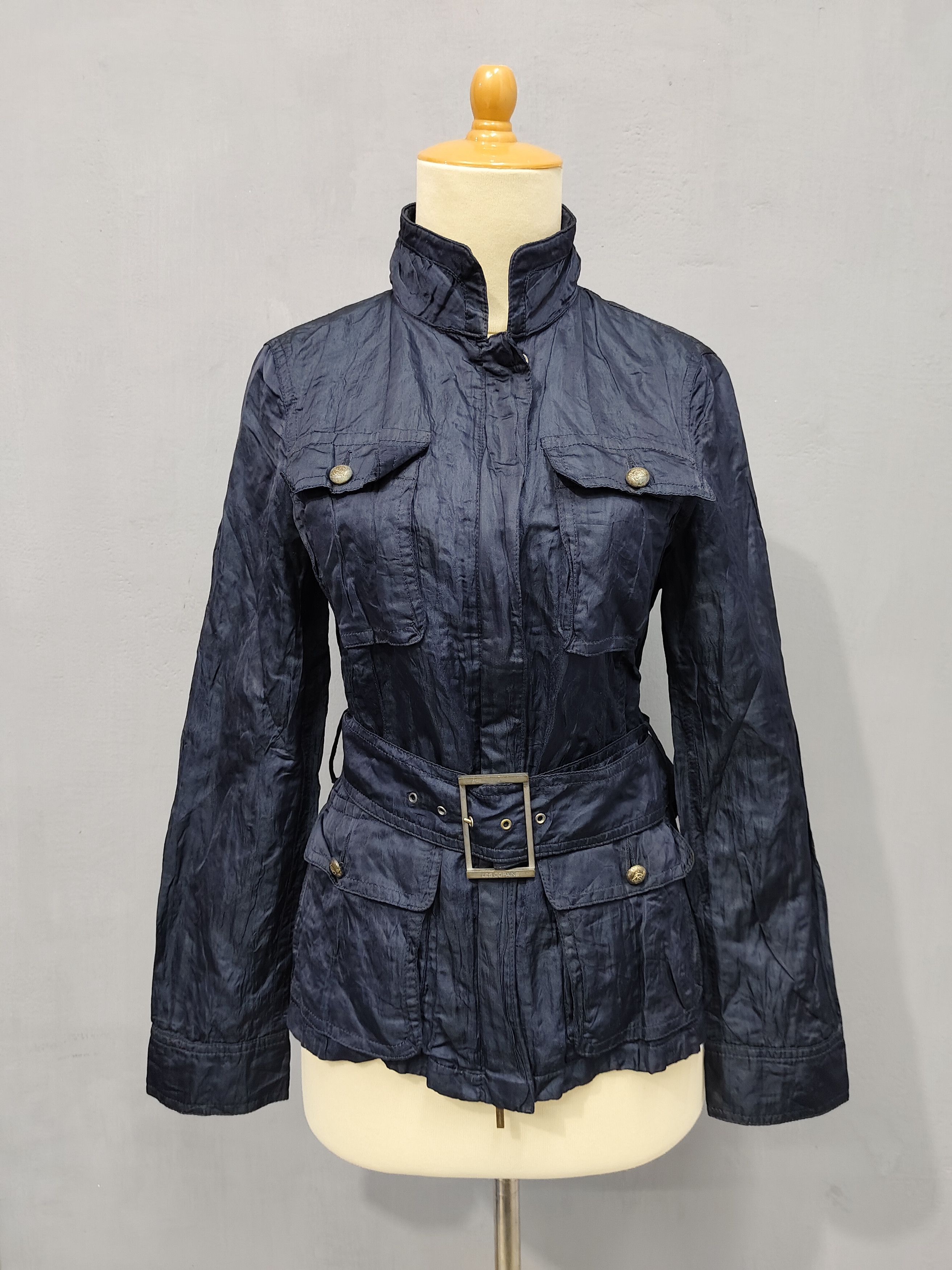 Les Copains 90s Les Copains 🇮🇹 Crinkle Belted Military Field Jacket Size M / US 6-8 / IT 42-44 - 11 Thumbnail