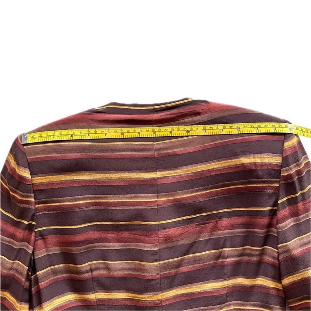 Kasper Kasper 2-Piece Silk Skirt Suit 6P Striped Gold Brown 4Petite Size 27" / US 4 / IT 40 - 10 Thumbnail