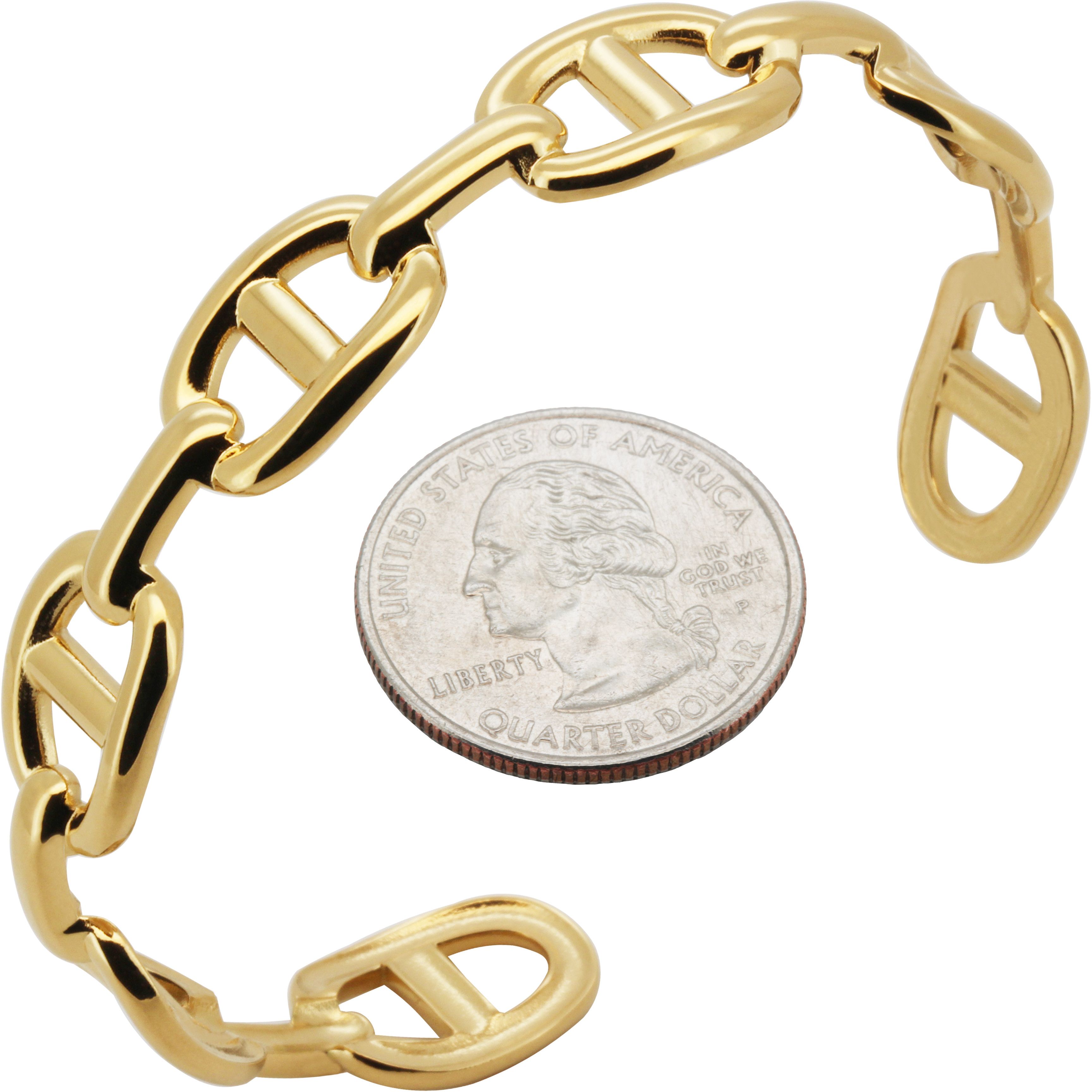 Other 316L SS 18k GP 12mm Mariner Link Cuff Bangle Bracelet 7.5" Size ONE SIZE - 1 Preview