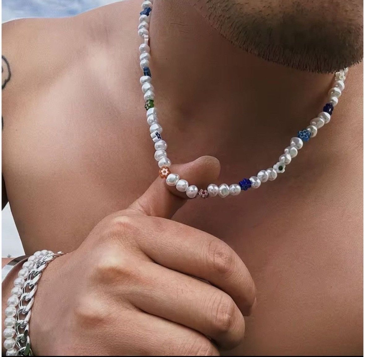 Jewelry Pearl Choker Flower Necklace Y2K Fashion Size ONE SIZE - 6 Thumbnail