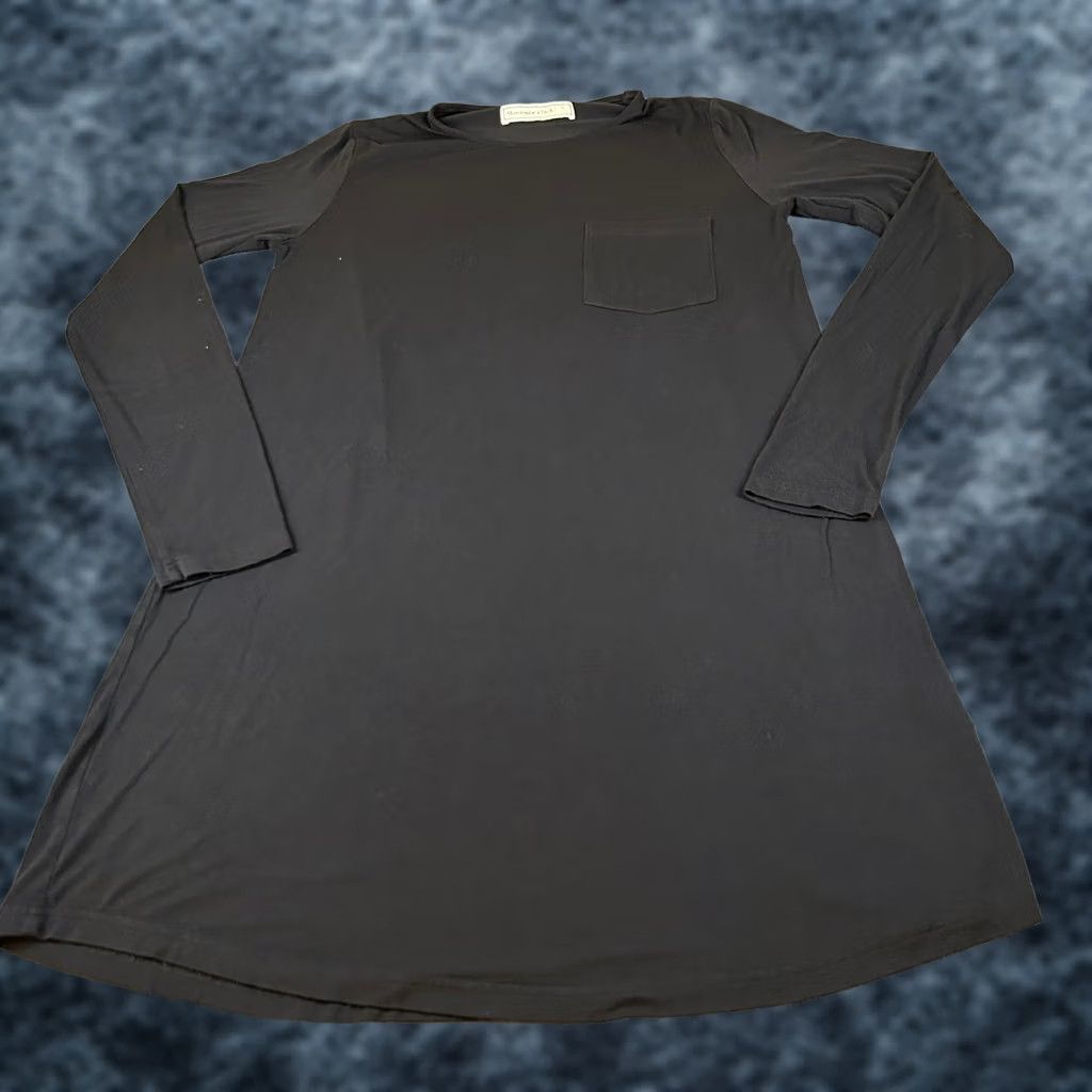 abercrombie and fitch t shirt dress & Ribbed Knit T-shirt Heather Gray Black Womens Size S Machine washable Abercrombie & Fitch Abercrombie &