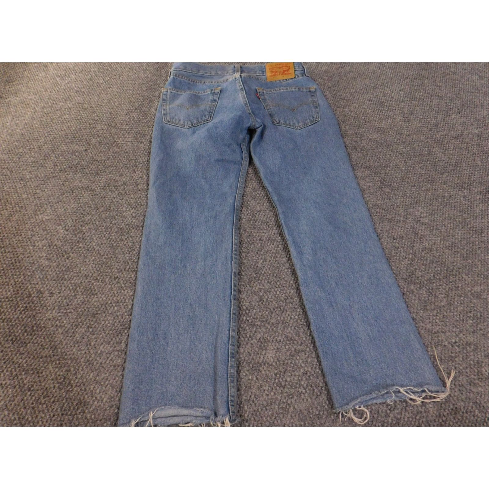 Levi's Levi's Jeans 505 Mens 29x32 Blue Denim Distressed Straight Leg Button Fly Raw Hem Vintage? No — Actually Vintage: No Size US 29 - 6 Thumbnail