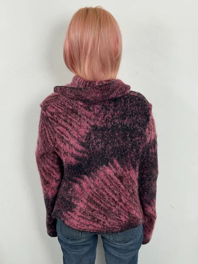 Roberto Cavalli 2000s Roberto Cavalli Pink & Purple Abstract Cardigan Size M / US 6-8 / IT 42-44 - 3 Thumbnail